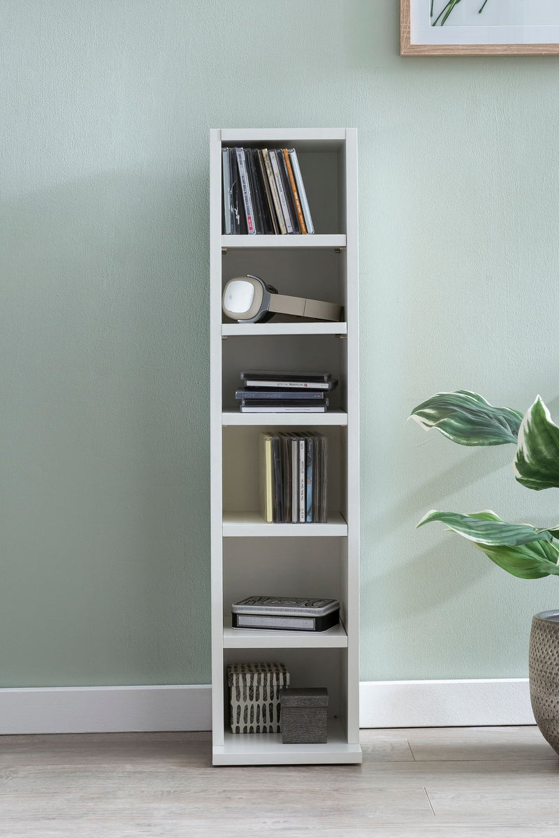 Bücherregal WL5.336 Weiß 21x91x25,5cm 6 Fächer Holz Modern