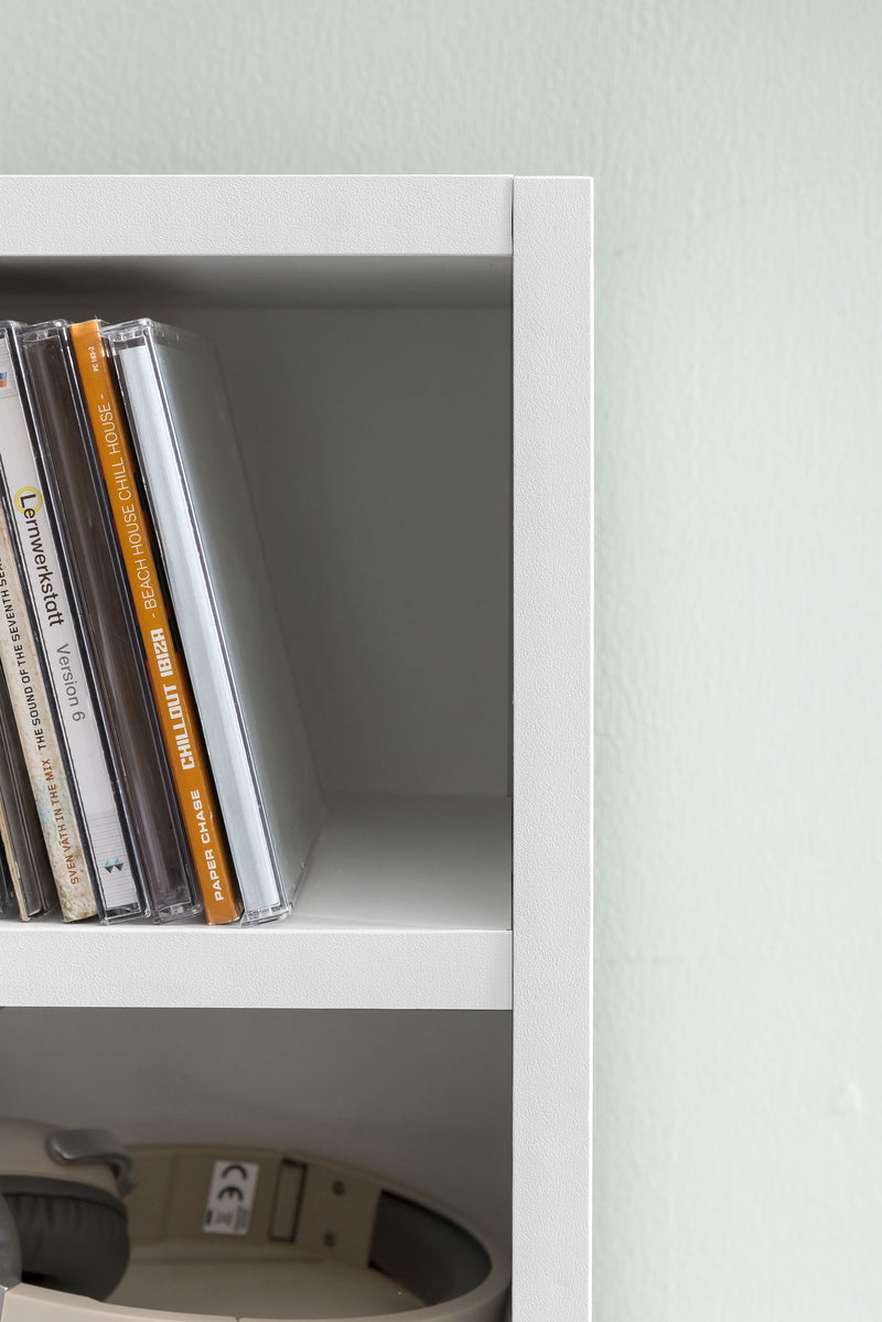Bücherregal WL5.336 Weiß 21x91x25,5cm 6 Fächer Holz Modern
