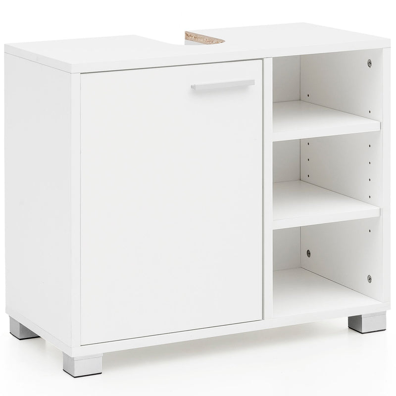 Waschbeckenunterschrank 60x55x32cm Weiß Badschrank mit Tür Fächer