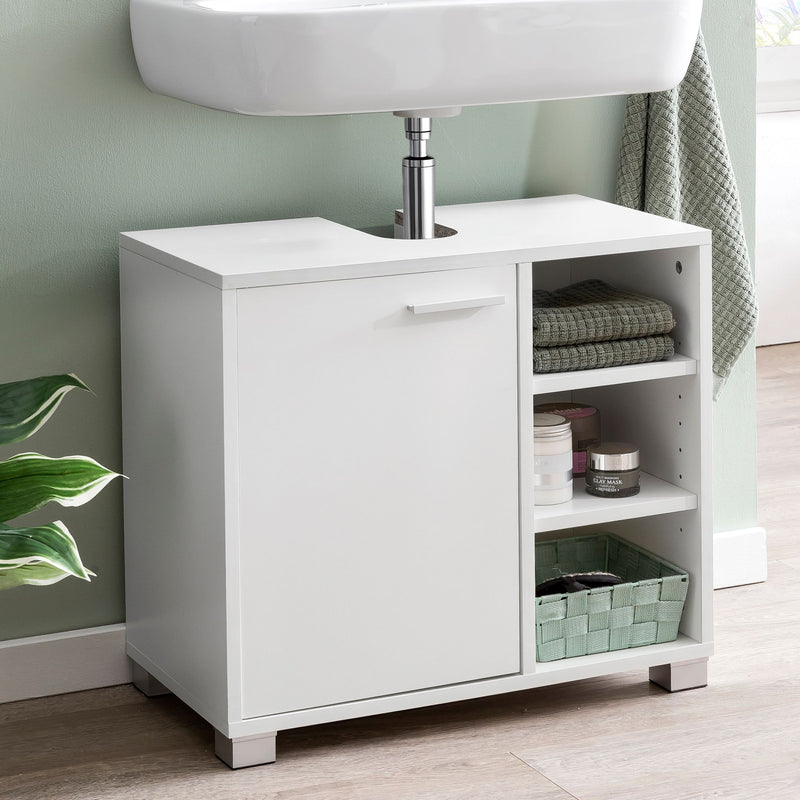 Waschbeckenunterschrank 60x55x32cm Weiß Badschrank mit Tür Fächer