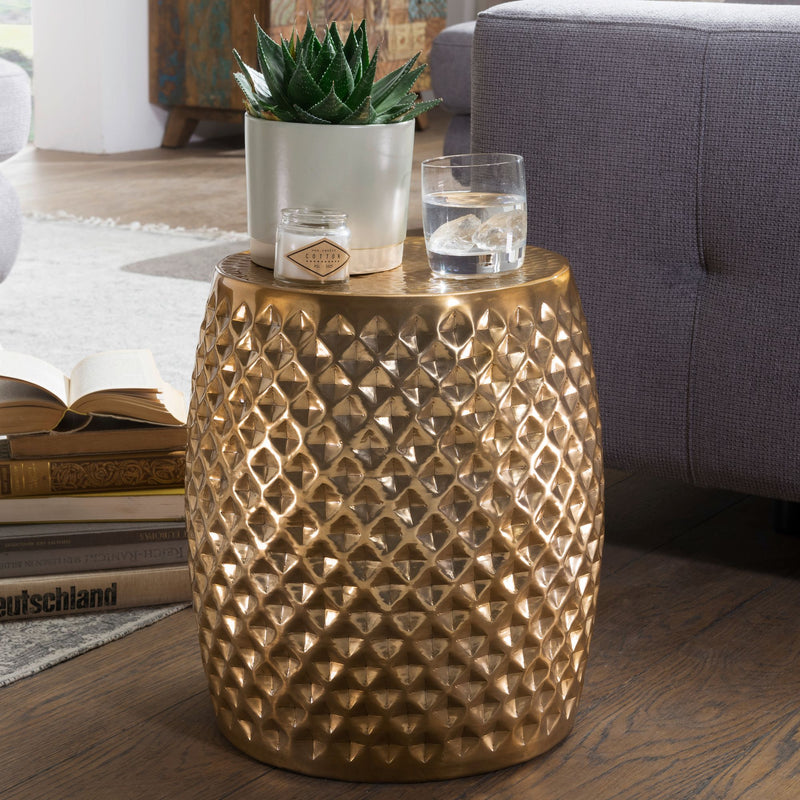 Beistelltisch Aluminium Gold Rund Orientalisch 32x42x32 cm Modern