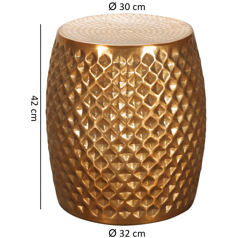 Beistelltisch Aluminium Gold Rund Orientalisch 32x42x32 cm Modern