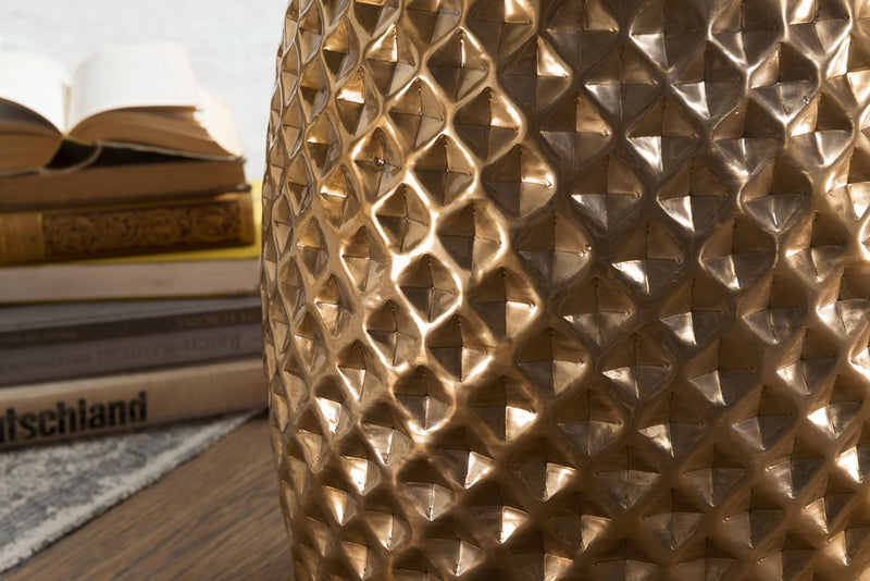 Beistelltisch Aluminium Gold Rund Orientalisch 32x42x32 cm Modern