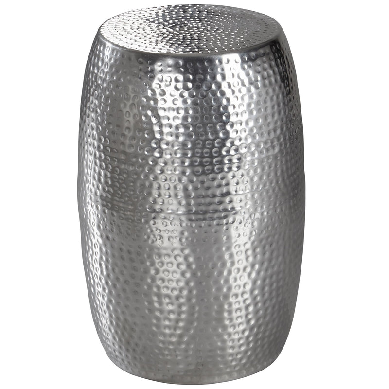 Beistelltisch Aluminium Silber rund orientalisch Hammerschlag 30x49,5cm