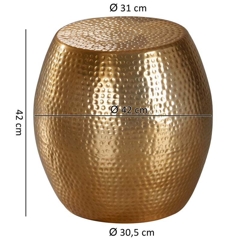 Beistelltisch Aluminium Gold Rund Orientalisch Hammerschlag 42x42x42cm