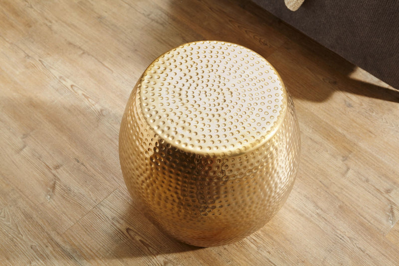 Beistelltisch Aluminium Gold Rund Orientalisch Hammerschlag 42x42x42cm