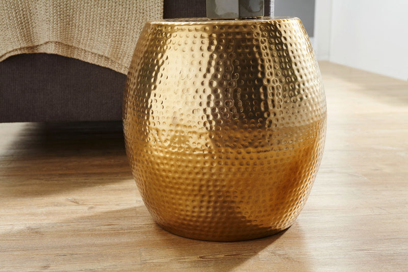Beistelltisch Aluminium Gold Rund Orientalisch Hammerschlag 42x42x42cm