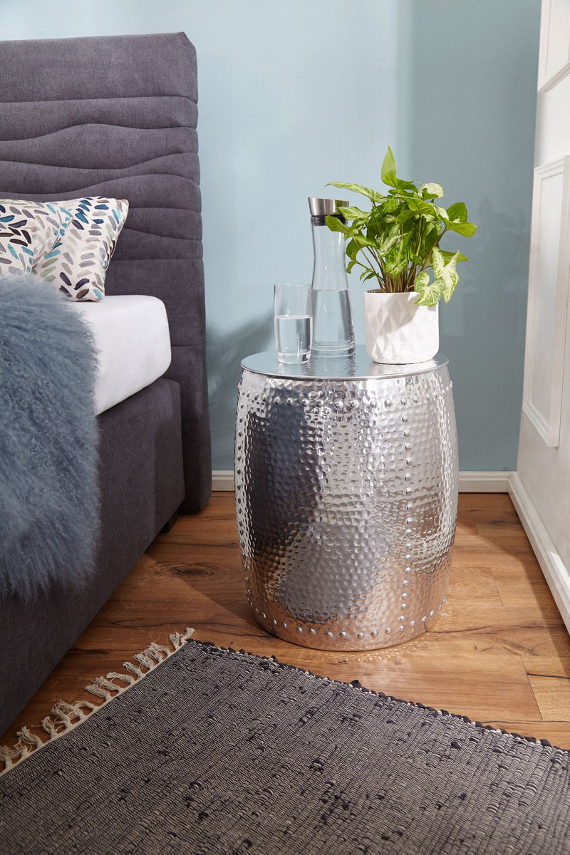 Beistelltisch Aluminium Silber orientalisch rund 42x49x42cm modern