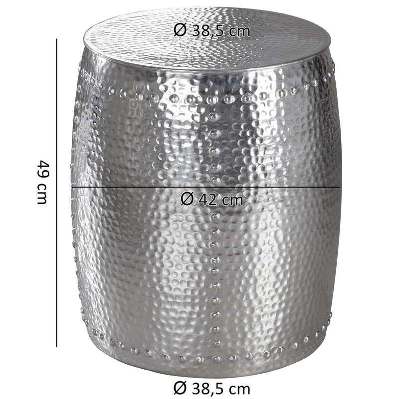 Beistelltisch Aluminium Silber orientalisch rund 42x49x42cm modern