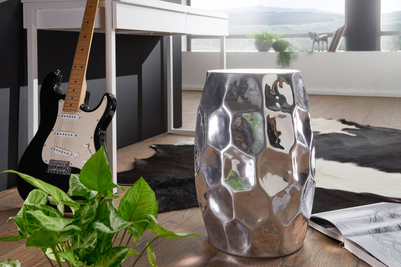 Beistelltisch Aluminium Silber 30x47x30cm orientalisch rund modern