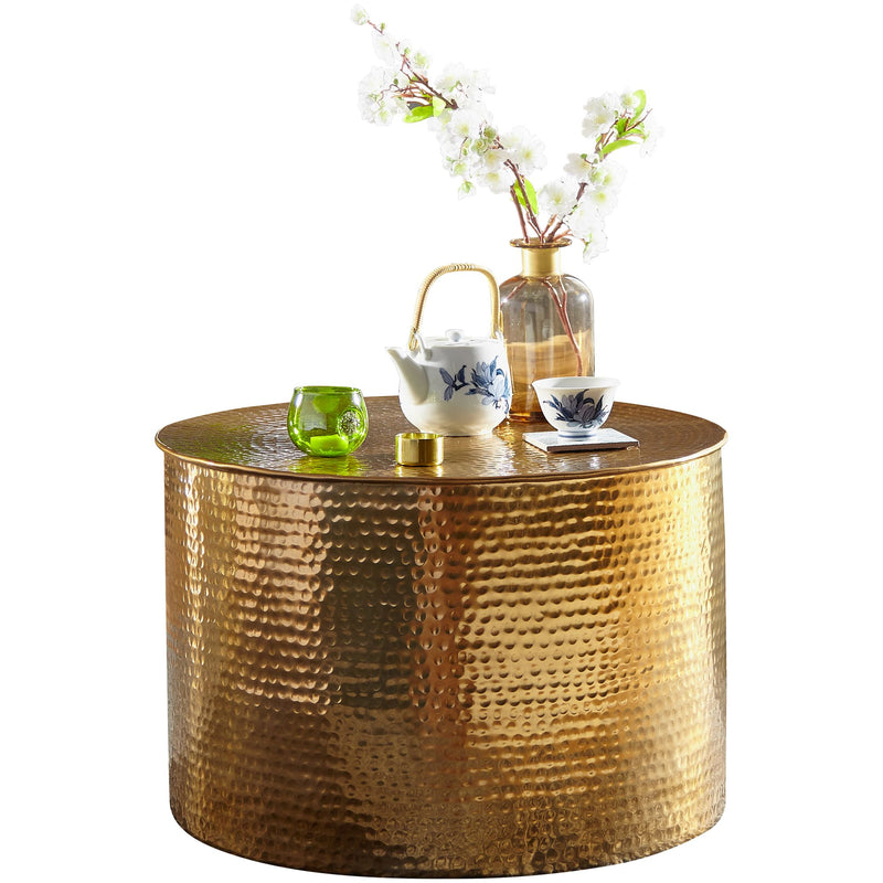 Couchtisch Aluminium Gold Rund Orientalisch Hammerschlag Modern