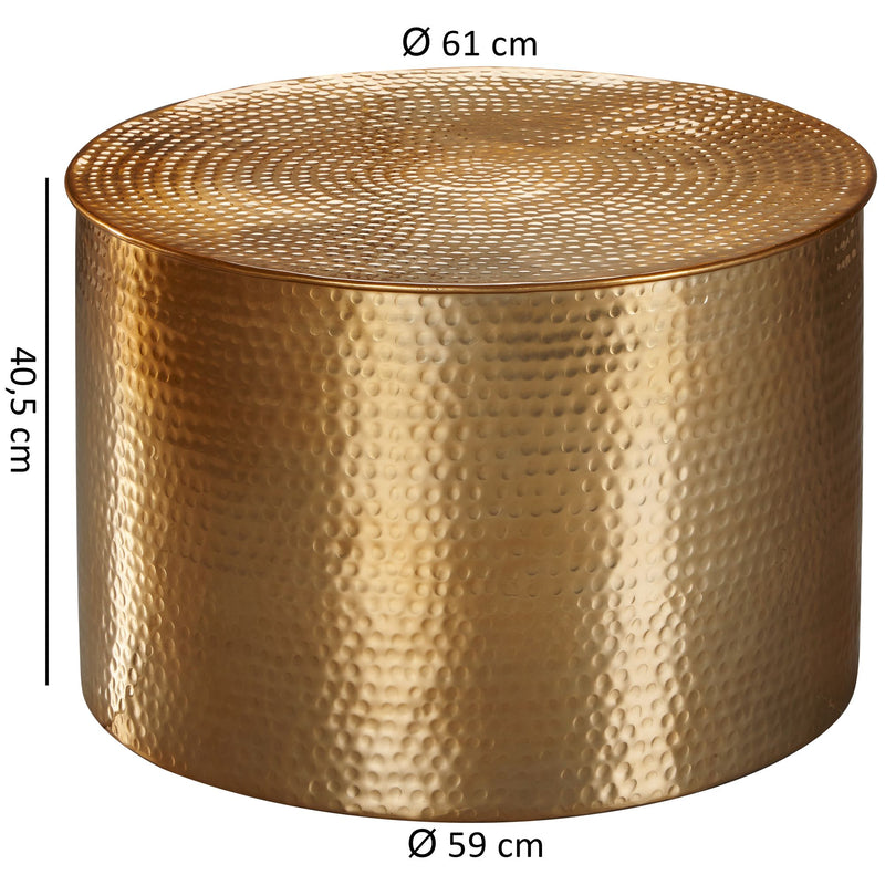 Couchtisch Aluminium Gold Rund Orientalisch Hammerschlag Modern