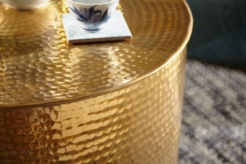 Couchtisch Aluminium Gold Rund Orientalisch Hammerschlag Modern