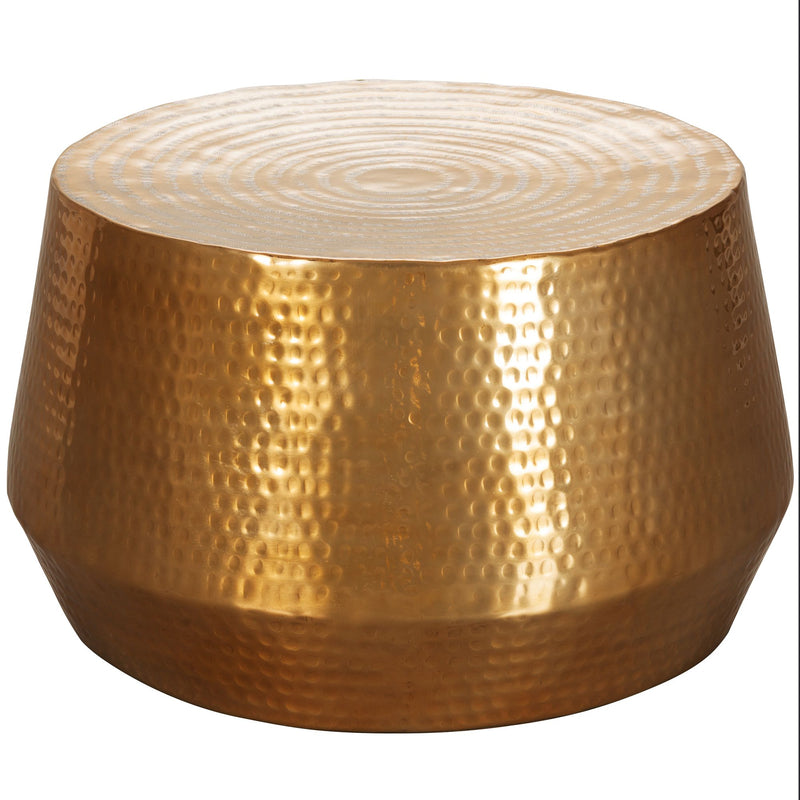 Couchtisch 60x36x60cm Aluminium Gold Orientalisch Rund Hammerschlag