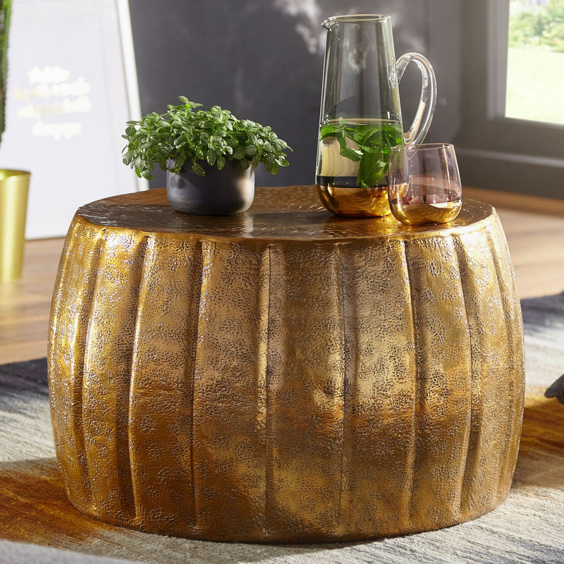 Couchtisch 60x36x60cm Aluminium Gold orientalisch rund modern Design