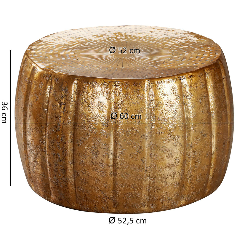 Couchtisch 60x36x60cm Aluminium Gold orientalisch rund modern Design
