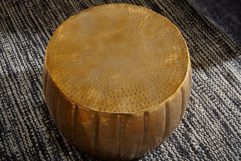 Couchtisch 60x36x60cm Aluminium Gold orientalisch rund modern Design