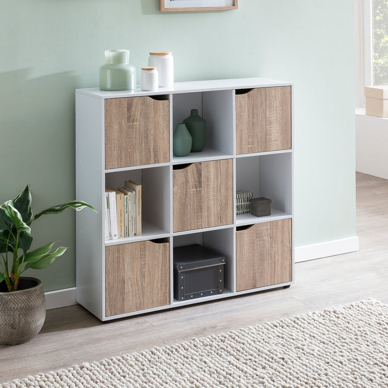 Sideboard MASSA Bücherregal 9 Fächer Sonoma 5 Türen Raumteiler Modern