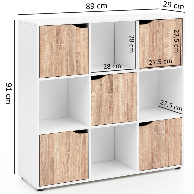 Sideboard MASSA Bücherregal 9 Fächer Sonoma 5 Türen Raumteiler Modern