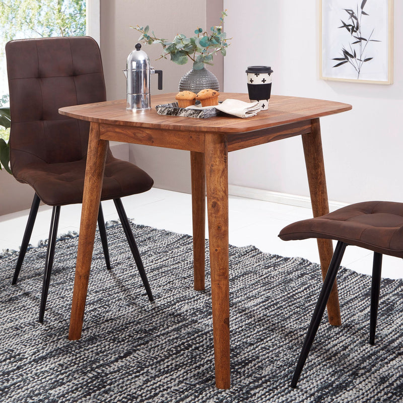 Esszimmertisch WL5.571 Sheesham Massivholz 80x78x80cm Rustikal Modern