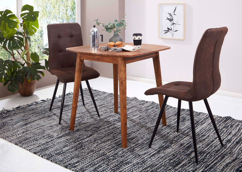 Esszimmertisch WL5.571 Sheesham Massivholz 80x78x80cm Rustikal Modern