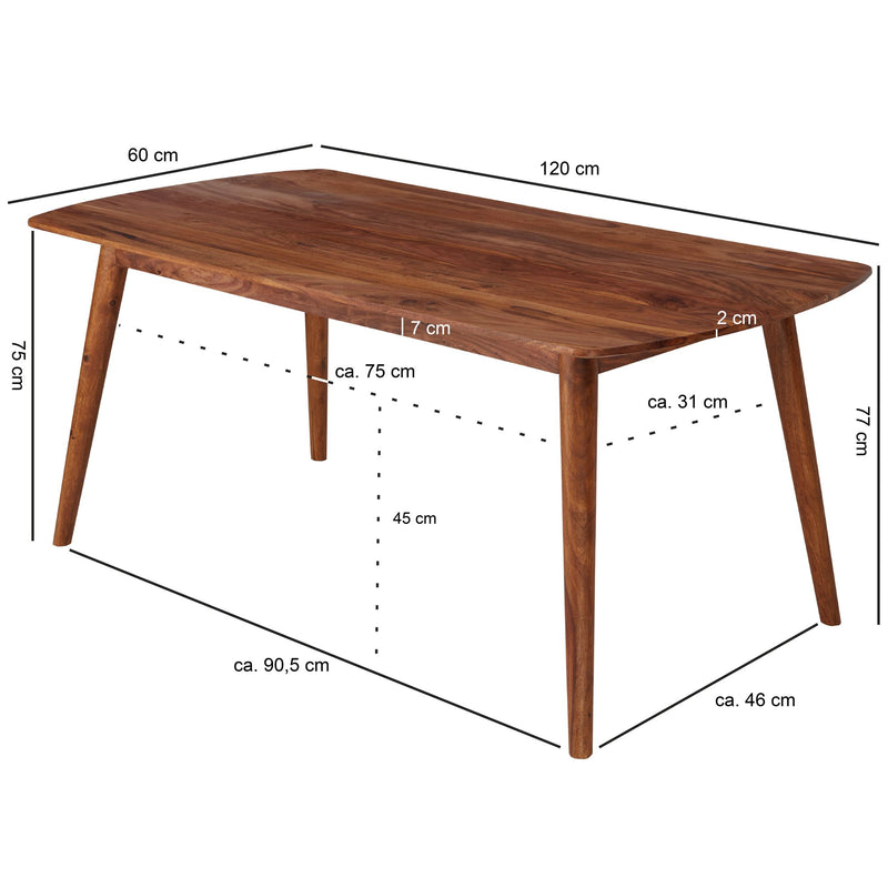 Esszimmertisch WL5.572 120x77x60cm Sheesham Massivholz Rustikal Modern