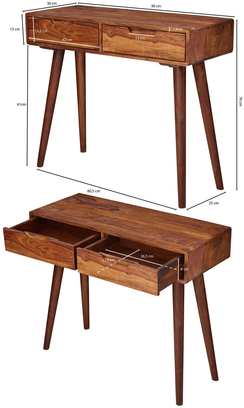 Konsolentisch WL5.577 90x76x36cm Sheesham Massivholz mit Schubladen