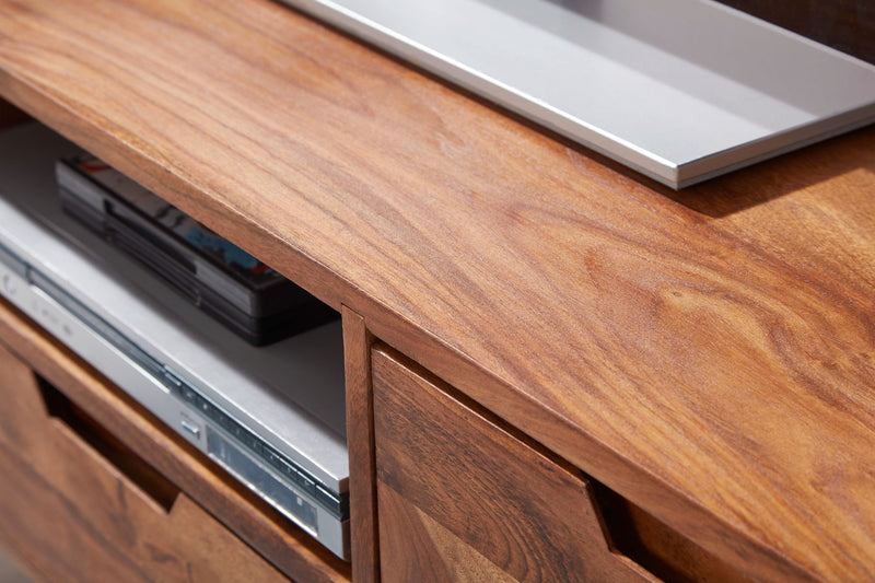 Lowboard Sheesham Massivholz 135x51x45cm Landhaus TV Kommode Schublade