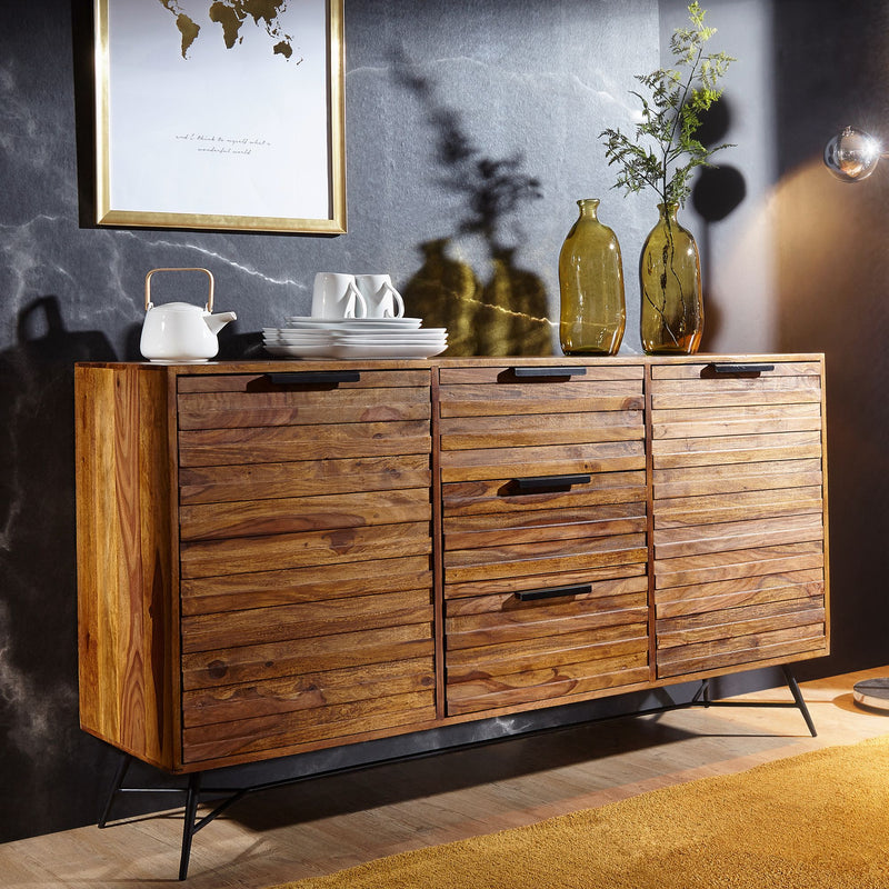 Sideboard NISHAN 160x40x88cm Sheesham Massivholz Industrial Stil