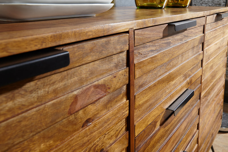 Sideboard NISHAN 160x40x88cm Sheesham Massivholz Industrial Stil