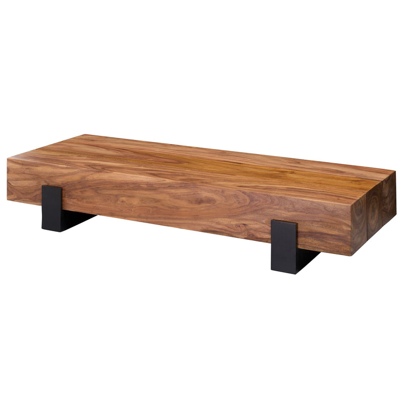 Couchtisch Sheesham Massivholz Metall 115x22x44cm Braun Schwarz Modern