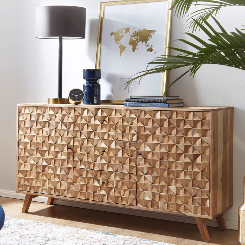 Sideboard REWA 140x78,5x40cm Akazie Massivholz Landhaus Braun