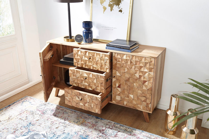 Sideboard REWA 140x78,5x40cm Akazie Massivholz Landhaus Braun
