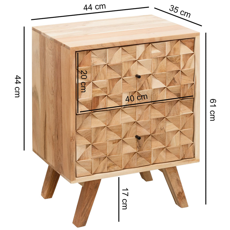 Nachtkonsole REWA 44x61x35cm Akazie Massivholz Landhaus Schubladen