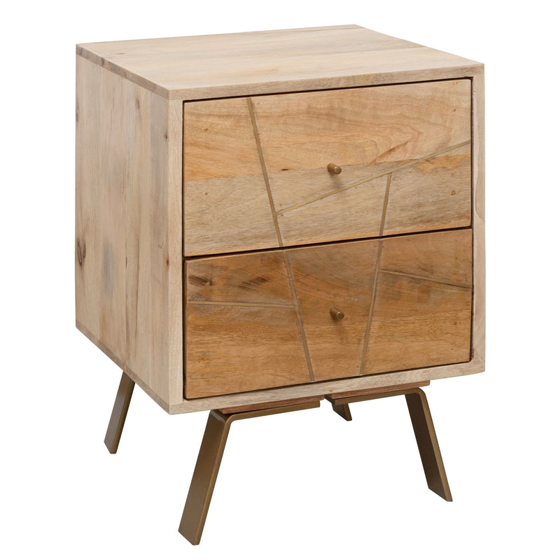 Nachtkonsole SIKAR 40x56x40cm Mango Massivholz Landhaus Schubladen