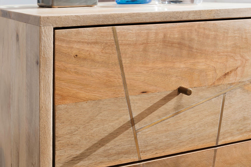 Nachtkonsole SIKAR 40x56x40cm Mango Massivholz Landhaus Schubladen