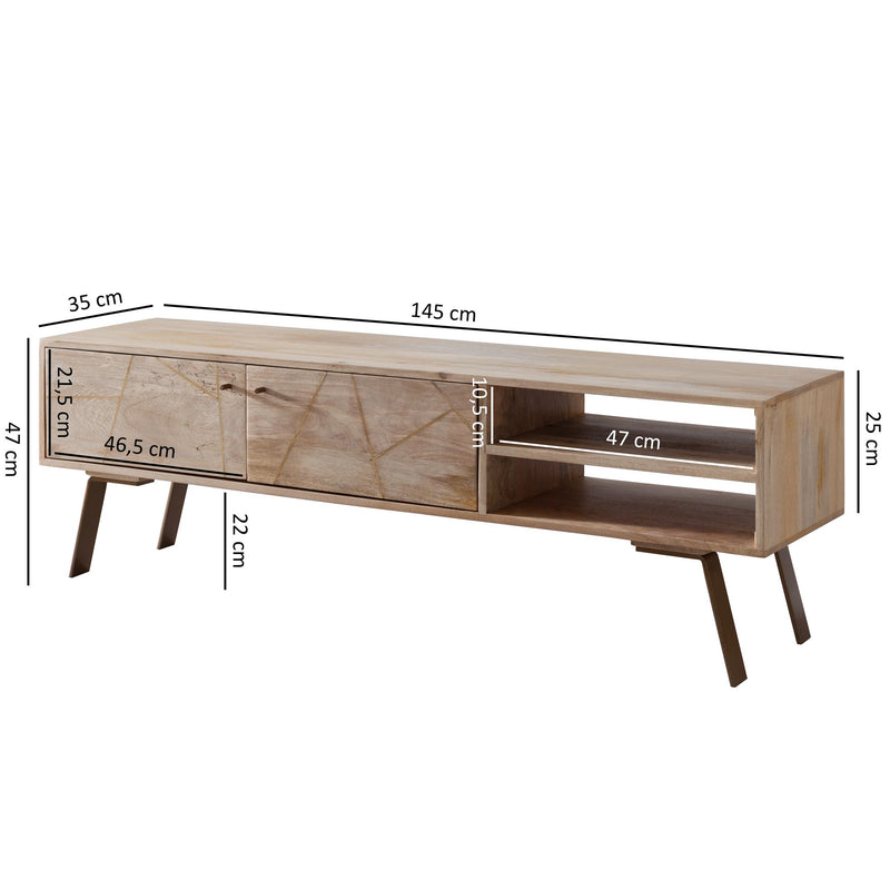 Lowboard SIKAR Mango Massivholz Landhaus 145x47x35cm TV-Kommode