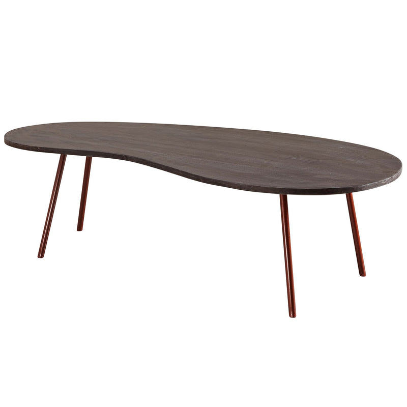 Couchtisch JAI 122x34,5x63cm Akazie Massivholz Metallbeine Kupfer Grau
