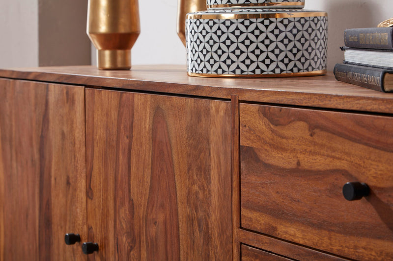 Sideboard WL5.629 Sheesham Massivholz 145x75x40cm Landhaus 3 Schubladen