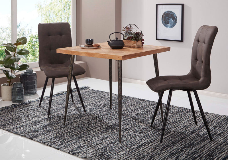 Esszimmertisch 80x76x80cm Akazie Massivholz Metall Industrial quadratisch