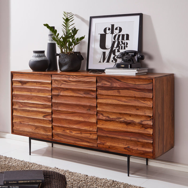Sideboard WL5.635 Sheesham Massivholz 150x81x41cm Landhaus 3 Türen