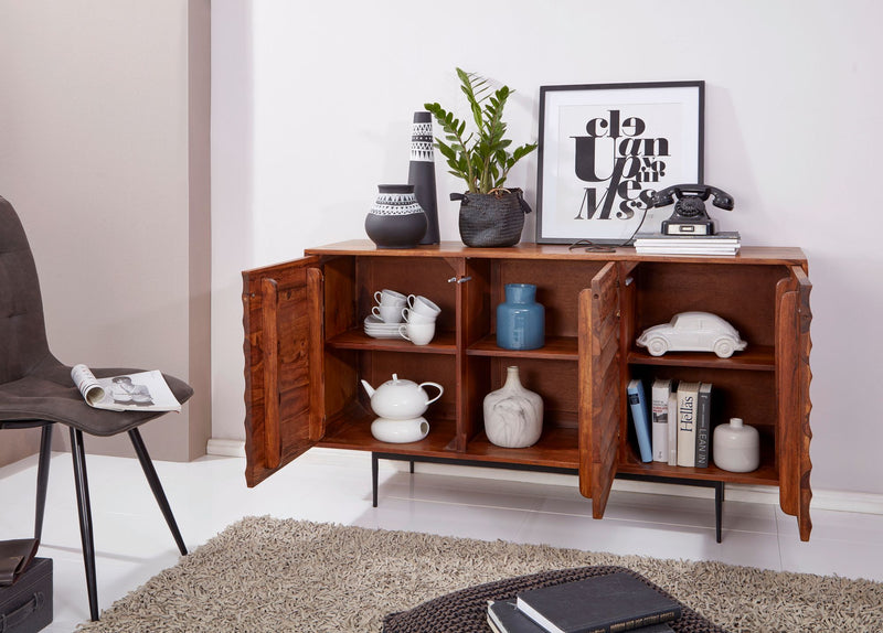 Sideboard WL5.635 Sheesham Massivholz 150x81x41cm Landhaus 3 Türen