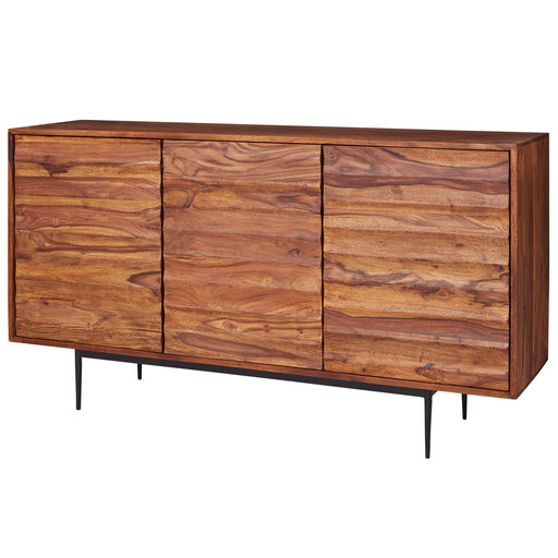 Sideboard WL5.635 Sheesham aus Massivholz mit drei Türen in Gesamtansicht von vorne.
