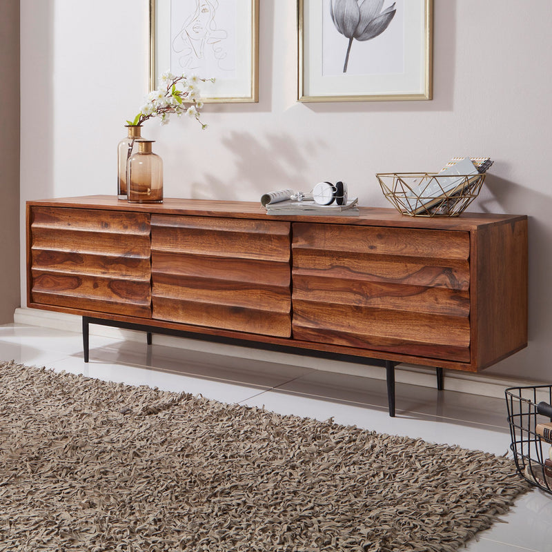 Lowboard WL5.636 Sheesham Massivholz Landhaus 147x50x38cm 3 Türen