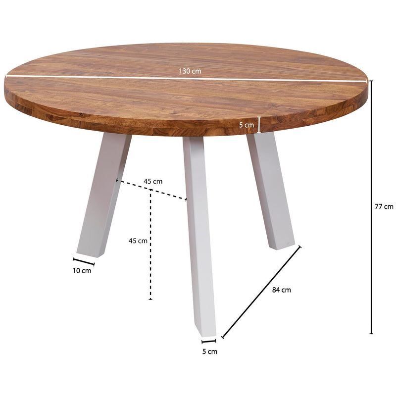 Esszimmertisch rund 130cm Sheesham Massivholz Metallbeine