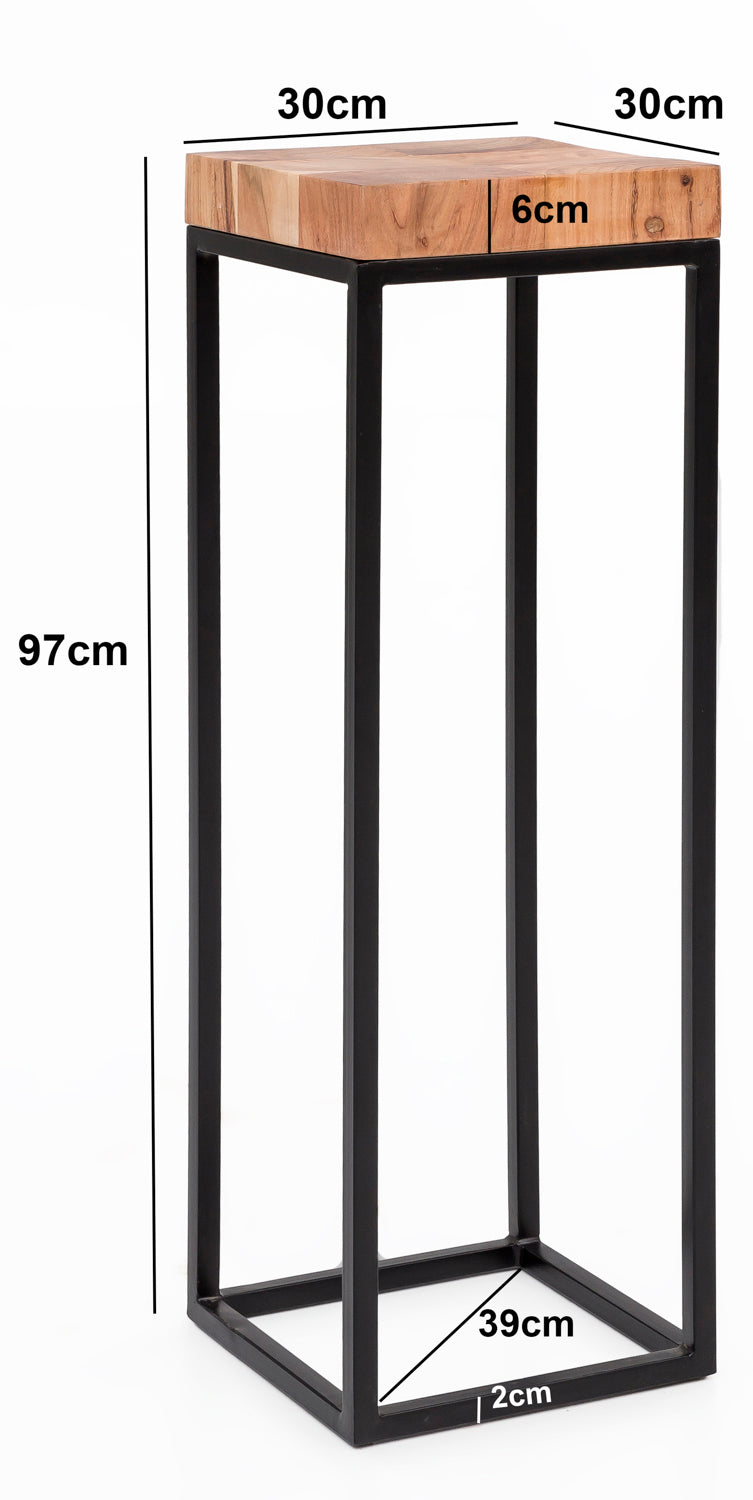 Beistelltisch WL5.654 Akazie Metall Industrial Style 30x97x30cm