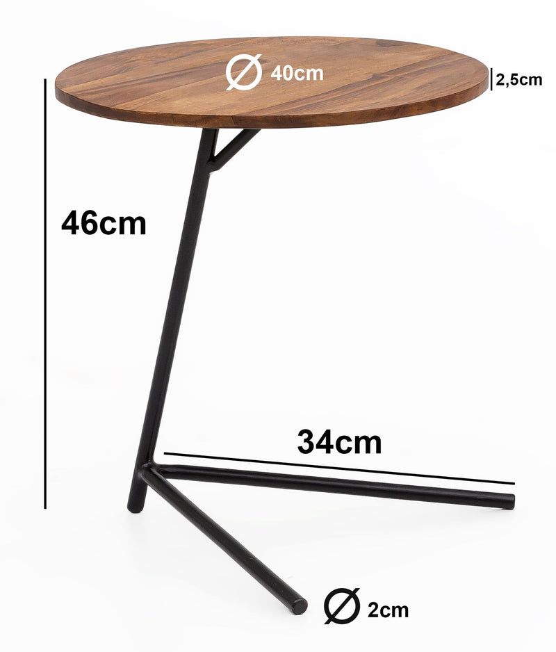 Beistelltisch 40x46x40cm Sheesham Holz Metall Industrial Style Wohnzimmer
