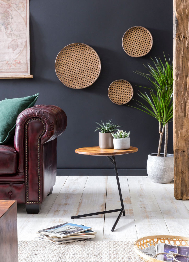 Beistelltisch 40x46x40cm Sheesham Holz Metall Industrial Style Wohnzimmer