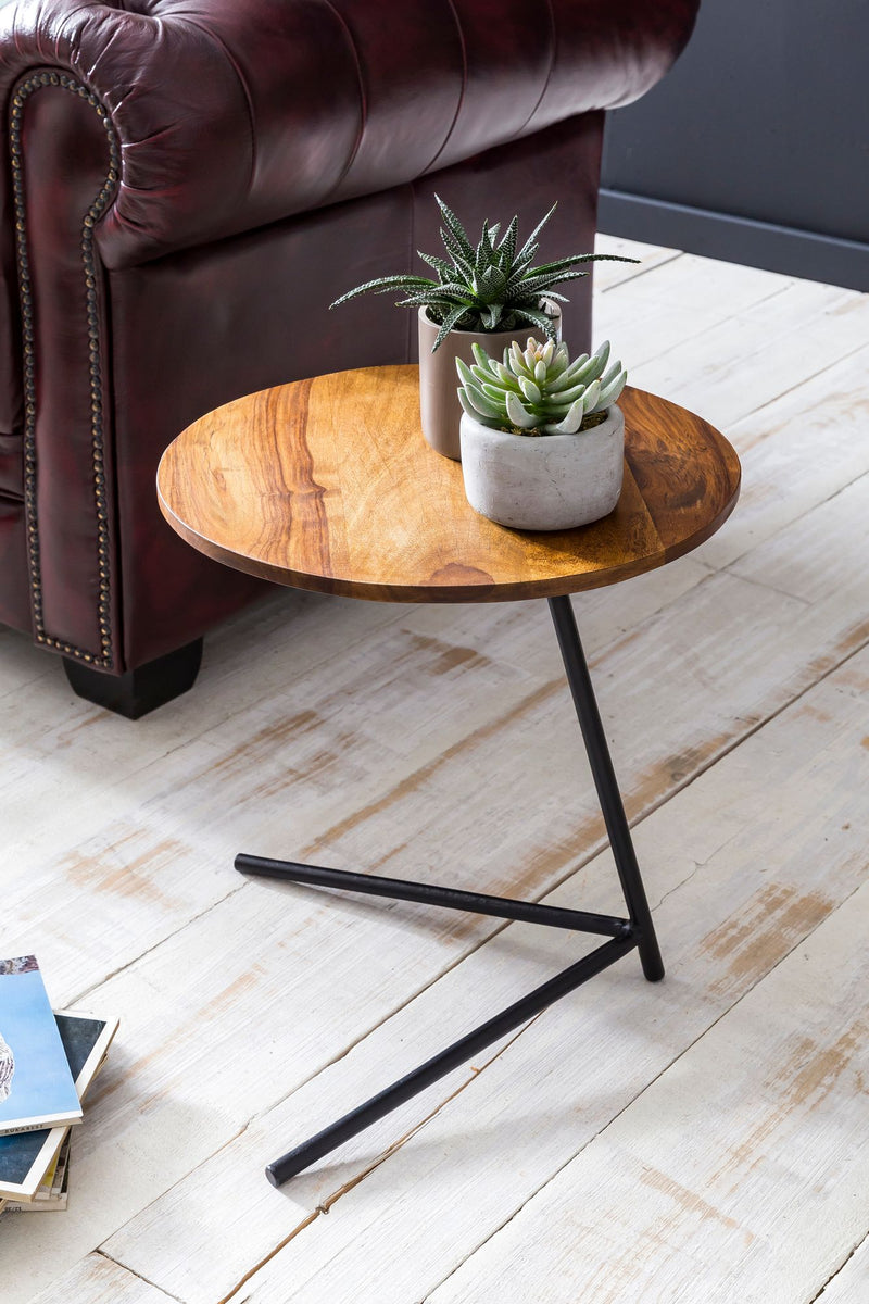 Beistelltisch 40x46x40cm Sheesham Holz Metall Industrial Style Wohnzimmer