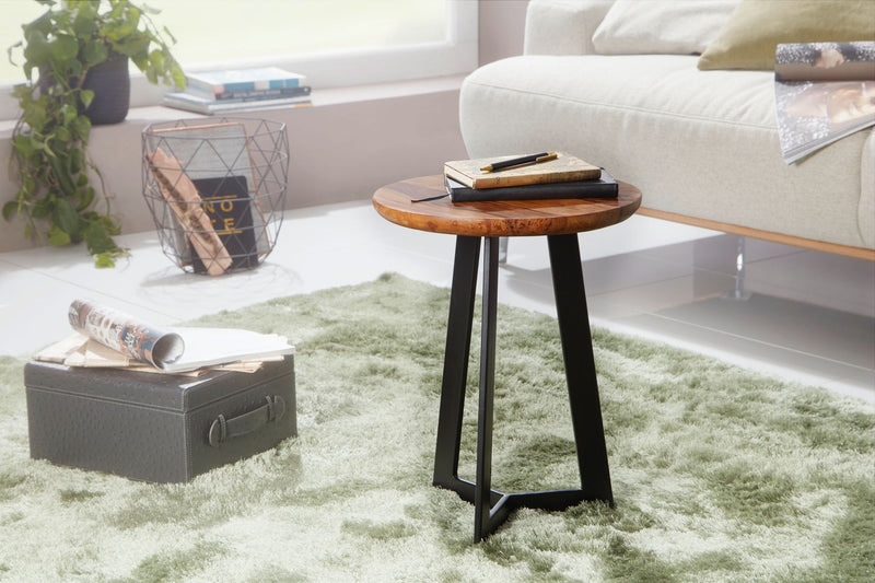 Beistelltisch WL5.664 Sheesham Holz Metall Industrial Style 35x45x35cm